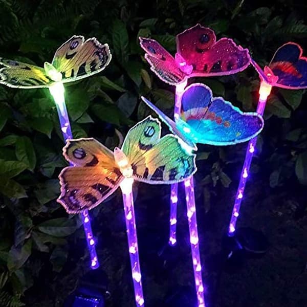 OBOSOE Solar Lights Garden Lights 3-Pack – Värikkäät LED-valot perhosilla ulkokäyttöön