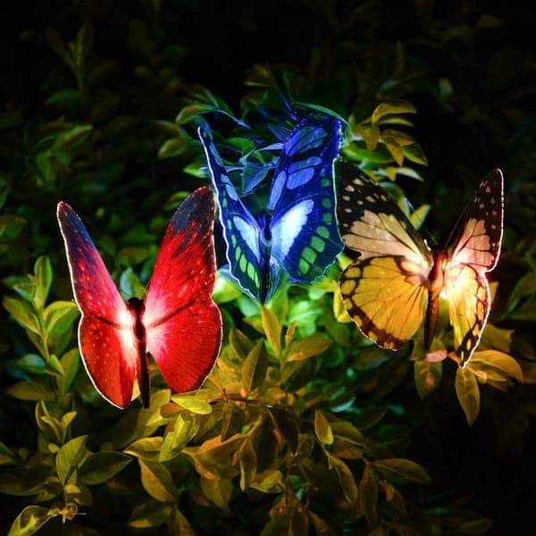 OBOSOE Solar Lights Garden Lights 3-Pack – Värikkäät LED-valot perhosilla ulkokäyttöön