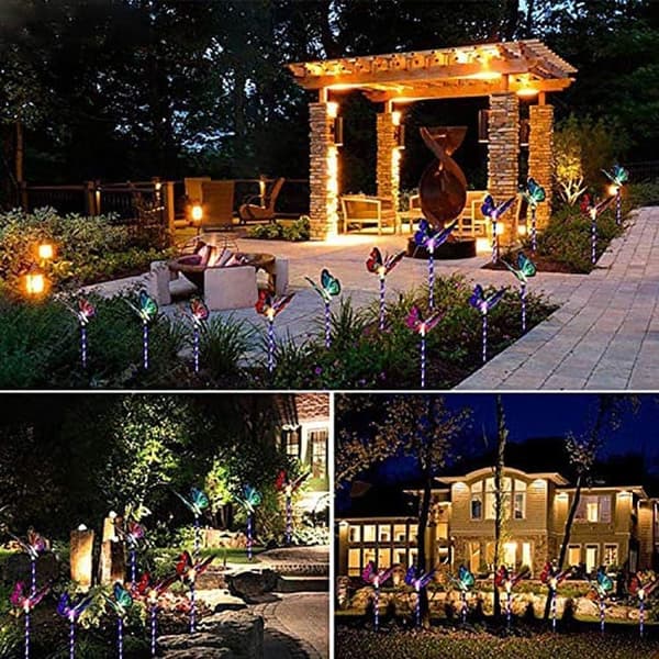 OBOSOE Solar Lights Garden Lights 3-Pack – Värikkäät LED-valot perhosilla ulkokäyttöön