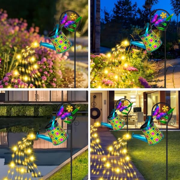 OBOSOE Solar Lampe Vandkande med LED – 2-pak Solar Lantern Havebelysning Udendørs