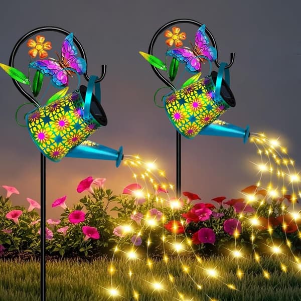 OBOSOE Solar Lampe Vandkande med LED – 2-pak Solar Lantern Havebelysning Udendørs