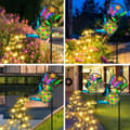 Miniatyrbillede 5 af 7: OBOSOE Solcellelampe Havelampe i vandkandeform med sommerfugle, Jordspyd lampe 2-pak