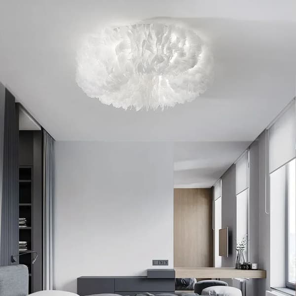 Loftlampe, Skandinavisk Stil, LED-pærer, Overflademonteret,hvid, D50CM, 3 Farve Skift