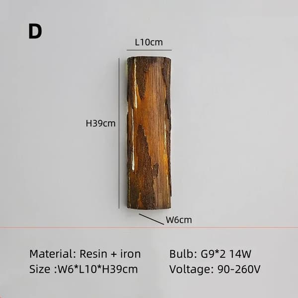 LED Vägglampa, Trädstubbe Design, Energibesparande, Väggmonterad,D-stump, Varmt ljus