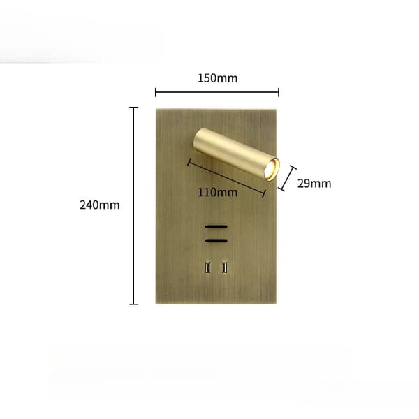Vägglampa, USB-laddning, AC-strömkälla, modern design,Qinggu koppar