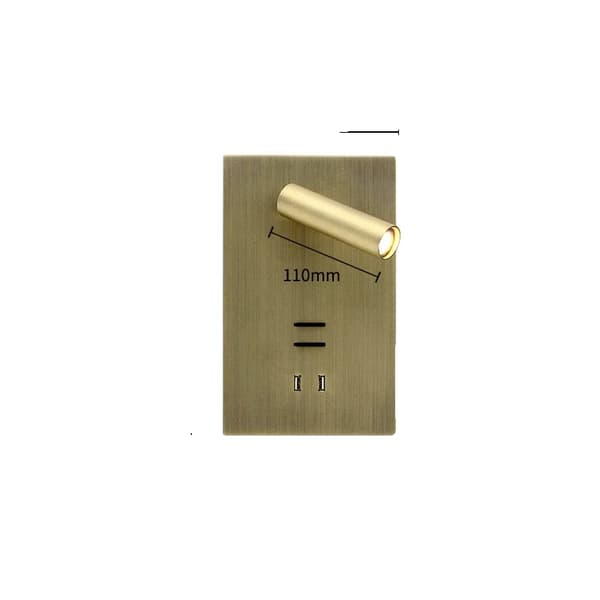 Vägglampa, USB-laddning, AC-strömkälla, modern design,Qinggu koppar