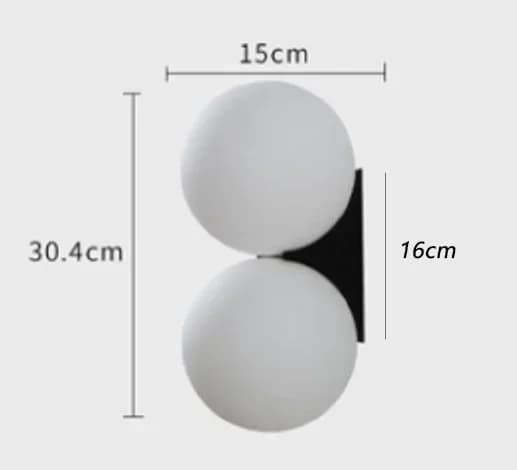 Vägglampa, upp- och nedskärm, frostat glas, flera färger,Natur Vit(3500-5500K), 2 huvuden svart