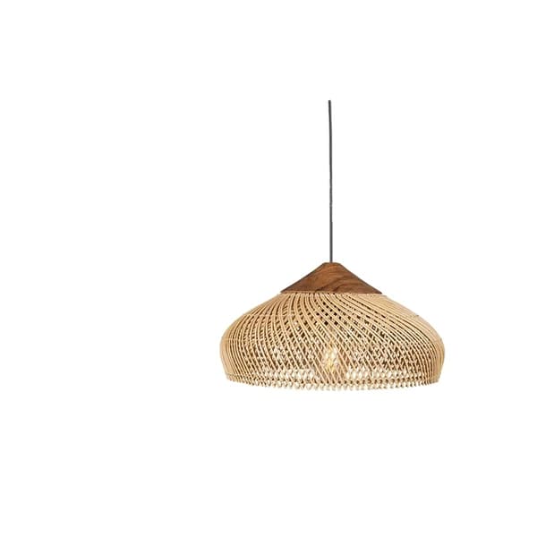 Pendellampe, Rattan Kunst, LED Lyskilde, 5-10m² Dækning,Beige E 40cm