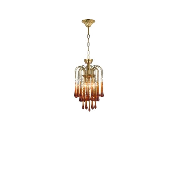 Krona, Elegant Design, Justerbar Kedja, Stark Belysning,All koppar, 3-färgs ljus, Gradient Crystal-30