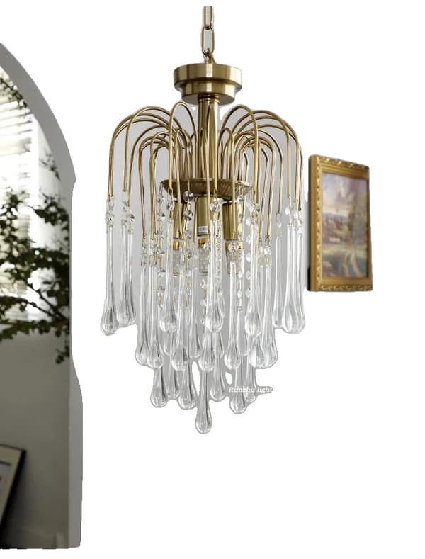 Krona, Elegant Design, Justerbar Kedja, Stark Belysning,All koppar, Transparent -30, 3-färgs ljus