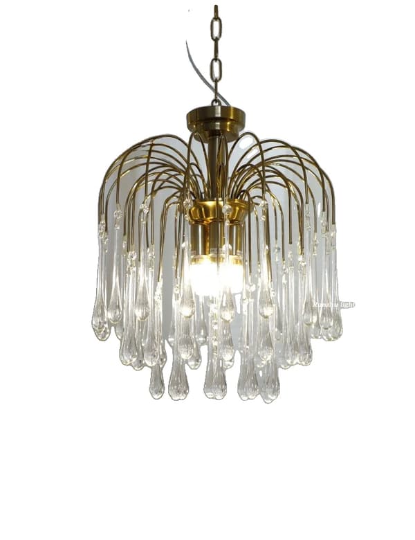 Krona, Elegant Design, Justerbar Kedja, Stark Belysning,Kopparpläterad, Transparent -43cm, 3-färgs ljus