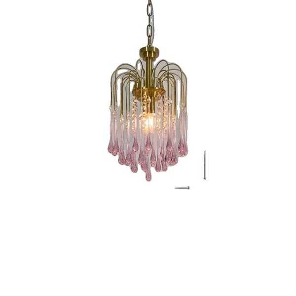 Krona, Elegant Design, Justerbar Kedja, Stark Belysning,Rosa kristall-30cm, All koppar, 3-färgs ljus