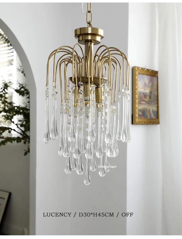 Krona, Elegant Design, Justerbar Kedja, Stark Belysning,Kopparpläterad, Transparent -30, 3-färgs ljus