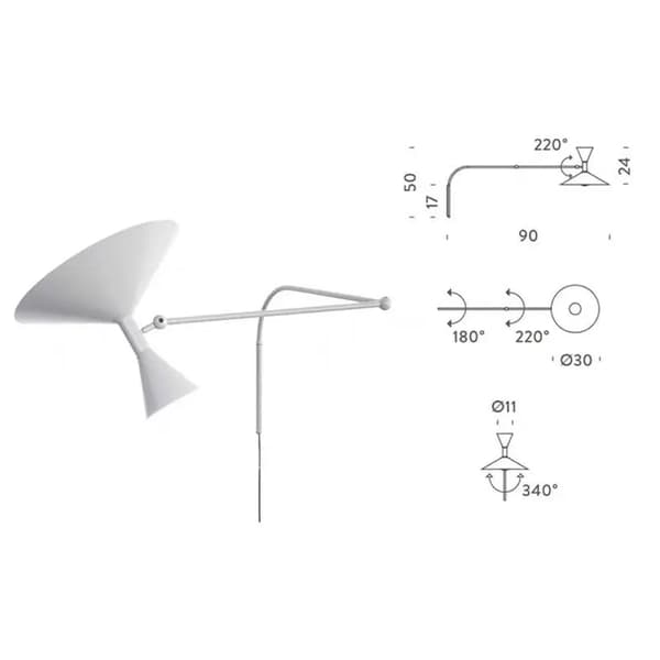 Trattstil LED-vägglampa, justerbar design, modern estetik, flera färgalternativ,Vitt ljus, med kontakt, vit