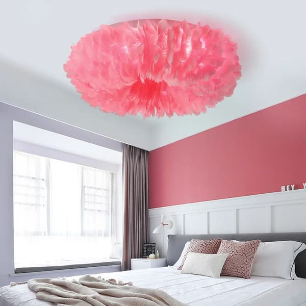 Taklampa, Skandinavisk Stil, LED-lampor, Ytmonterad,D50CM, 3 färgväxling, rosa