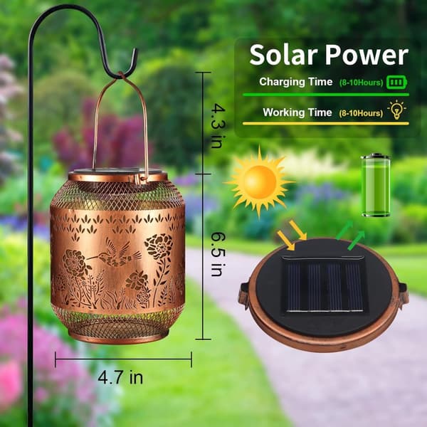 OBOSOE Aurinkolamppu Ulkokäyttöön Kolibri – Riippuva Metallinen LED-lyhty jouluun, syntymäpäivään ja puutarhaan