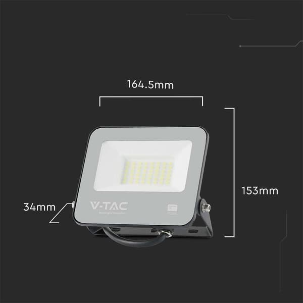 LED-projektor V-TAC 30W 185Lm/W Sort VT-4435 4000K 5550lm