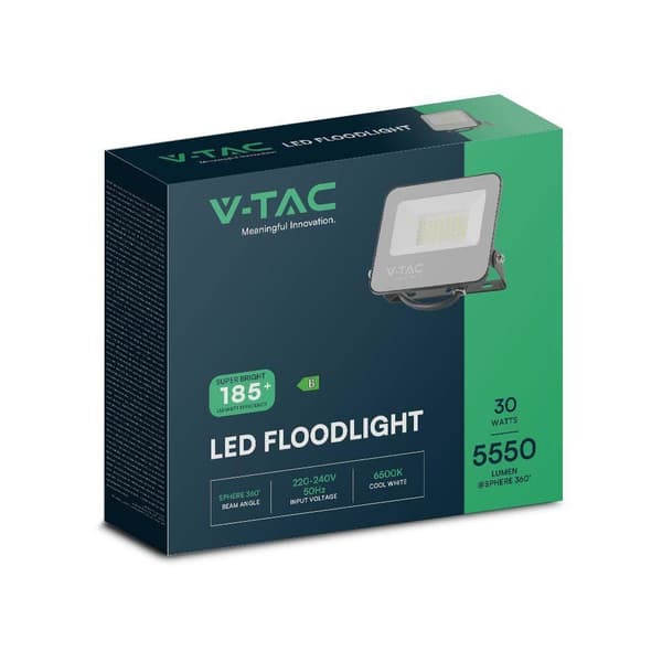 LED-projektor V-TAC 30W 185Lm/W Sort VT-4435 4000K 5550lm