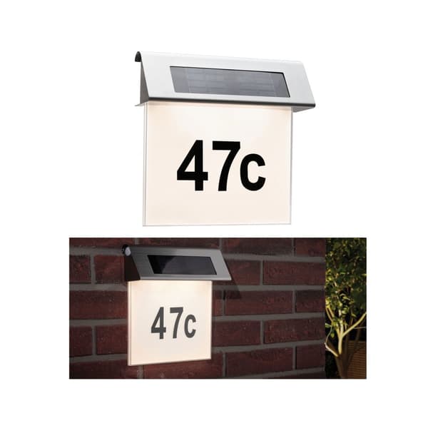 Solenergi LED lampa för husnummer Special Line IP44 3000K Rostfritt stål, Vit