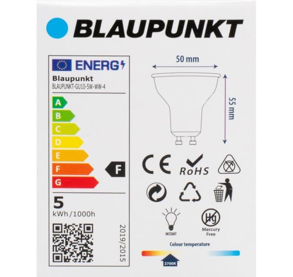 Blaupunkt LED lampe GU10 500lm 5W 2700K 4stk
