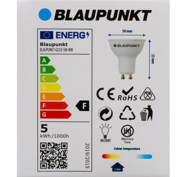 Blaupunkt LED lampe GU10 500lm 5W 2700K