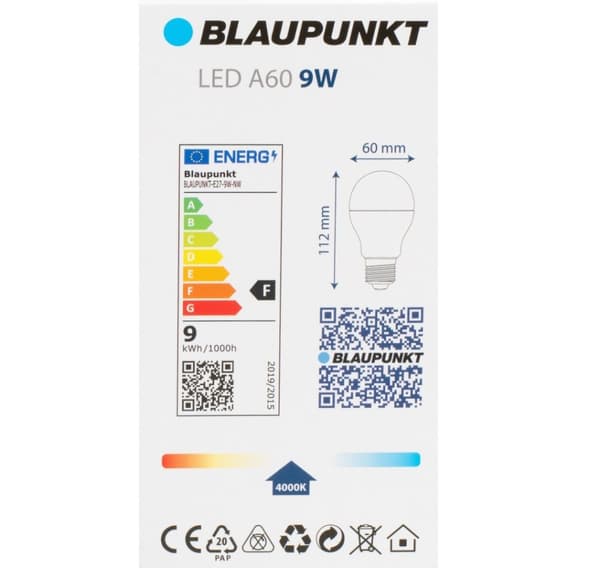 Blaupunkt LED-lampe E27 A60 900lm 9W 4000K