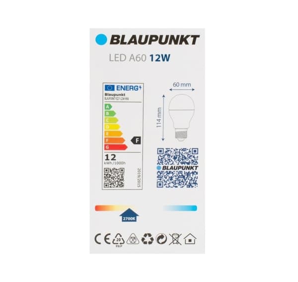 Blaupunkt LED-lamppu E27 A60 1200lm 12W 2700K