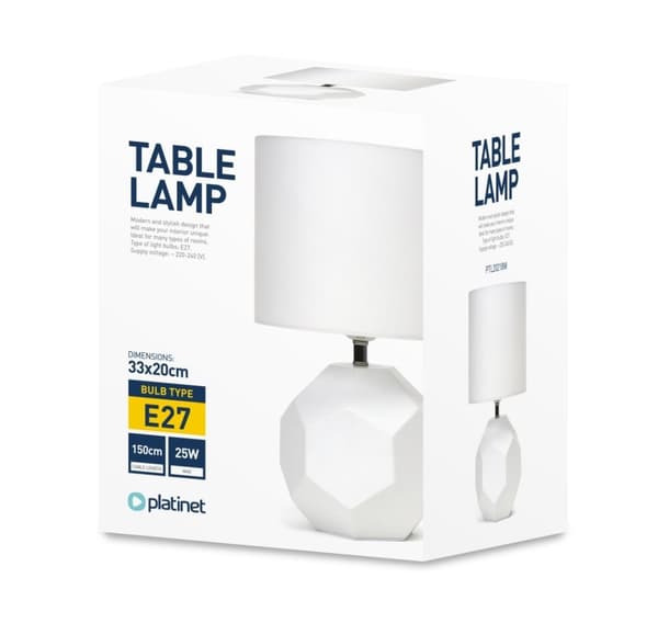 Platinet bordslampa PTL20218W 25W, vit