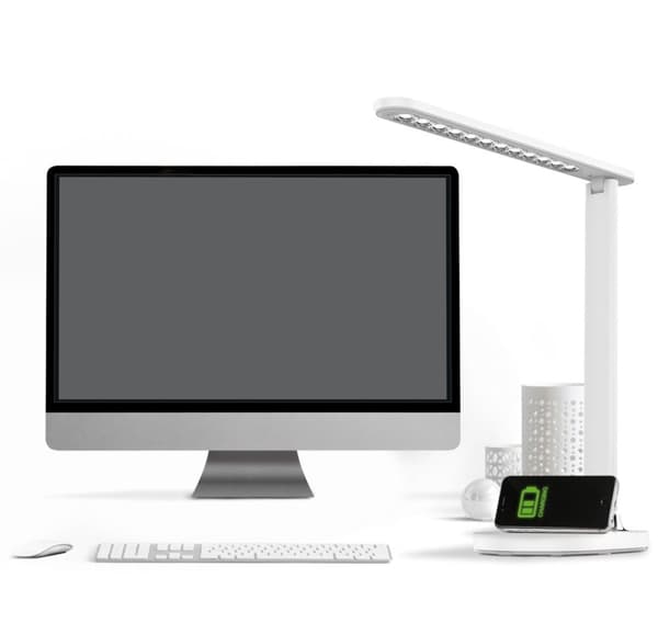 Platinet bordslampa med trådlös laddare PDL081W 18W QI, vit (45244)