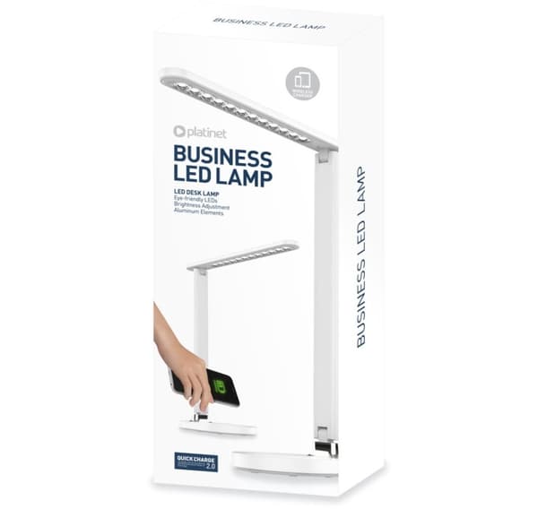 Platinet bordslampa med trådlös laddare PDL081W 18W QI, vit (45244)