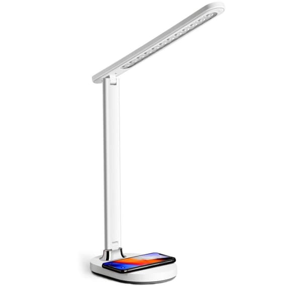 Platinet bordslampa med trådlös laddare PDL081W 18W QI, vit (45244)