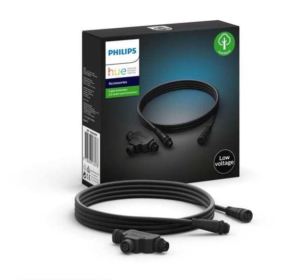 Philips Hue, utomhus 24V kabelförlängning och T-kontakt, 2,5m