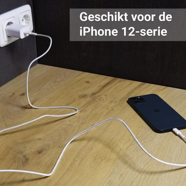 4smarts 20W oplader iPhone 12-serien + USB-C til Lightning-kabel 1,5M