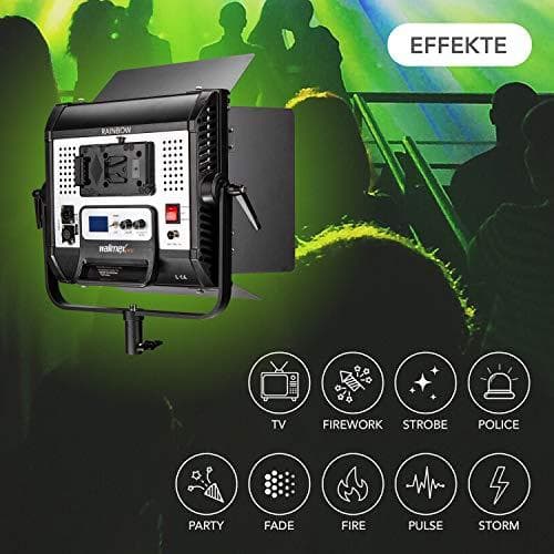 Walimex pro LED-paneelivalo Rainbow 50 W RGBWW + akkutelakka I videovalo ja valokuvavalo I himmennettävä jatkuva valo RGB-värivalolla ja kaksivärisell