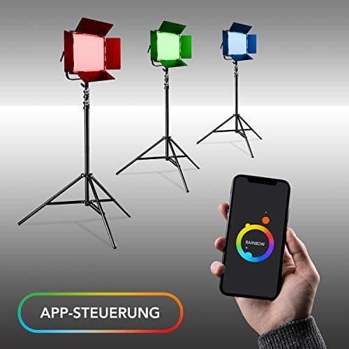 Walimex pro LED-paneelivalo Rainbow 50 W RGBWW + akkutelakka I videovalo ja valokuvavalo I himmennettävä jatkuva valo RGB-värivalolla ja kaksivärisell