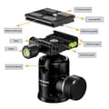 Pikkukuva 2 / 6: Mantona Onyx 8 -pallopää (M1-3008A) Arca-Swiss-yhteensopiva pikalukituslevy, 50 mm ammattikäyttöön tarkoitettu viimeistely DSLR-kameralle, peilittömäl