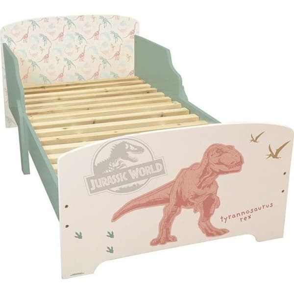 Dinosaurs Bed With Slatted Box Spring - Jurassic World - Fun House - 140 x 70 cm