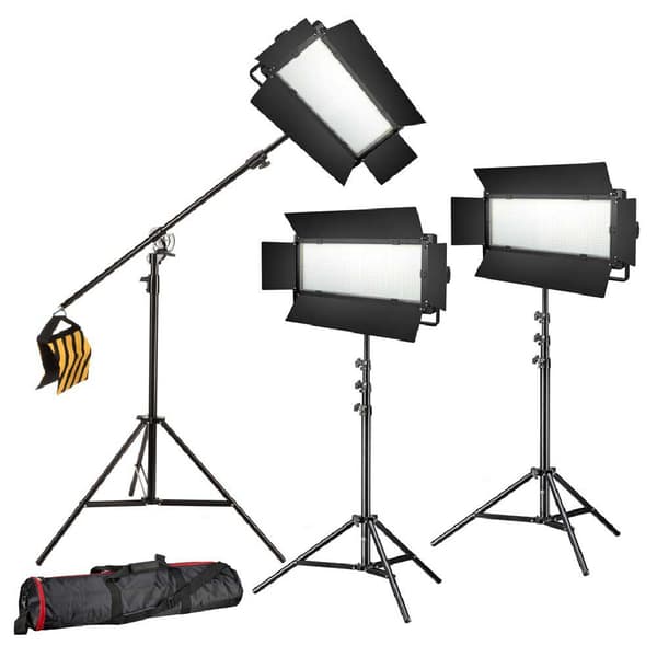 Bresser Professionelt Led Spotlight Kit Lg-1200 72w 11800 L 72w 3 Enheder Sort