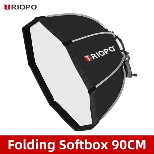 Foldbar ottekantet softbox beslag, kompatibel med Canon Nikon Godox Yongnuo Speedlite blitzlys, TRIOPO KS90 90cm., KS90