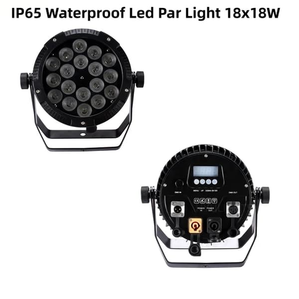 Utomhus LED Par-ljus, IP65 Vattentät, RGBWA UV 6in1, DMX512 Kontroll, IP65 18x18W, EU-kontakt