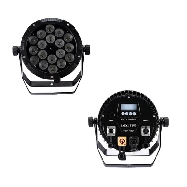 Utomhus LED Par-ljus, IP65 Vattentät, RGBWA UV 6in1, DMX512 Kontroll, IP65 18x18W, EU-kontakt IP65 18x18W