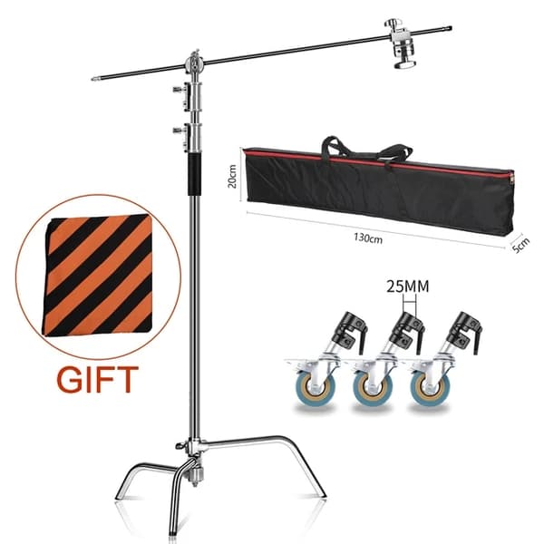 C-Stand, Rustfrit Stål, Foldbart Design, 2,6M med taske