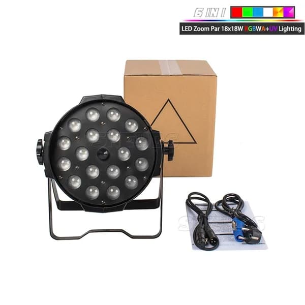 LED Par -valaistus, zoom-toiminto, RGBWA UV-värien sekoitus, Zoom 18x18W 6in1, EU-liitin