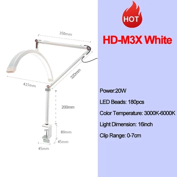Ring Light, puolikuun muotoilu, säädettävä värintoisto, HD-M2X Black, EU