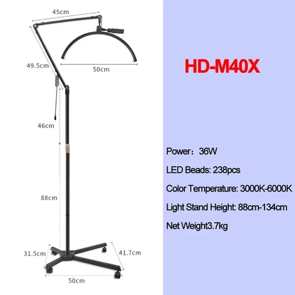 Ring Light, puolikuun muotoilu, säädettävä värintoisto, HD-M2X Black, EU