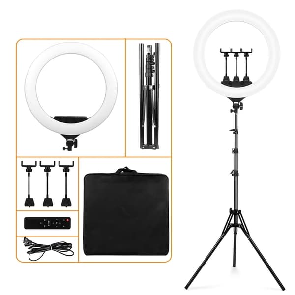 Foto Ringe Lys, Justerbar Farvetemperatur, Studio Skyde Kompatibilitet, 22 tommer lampe