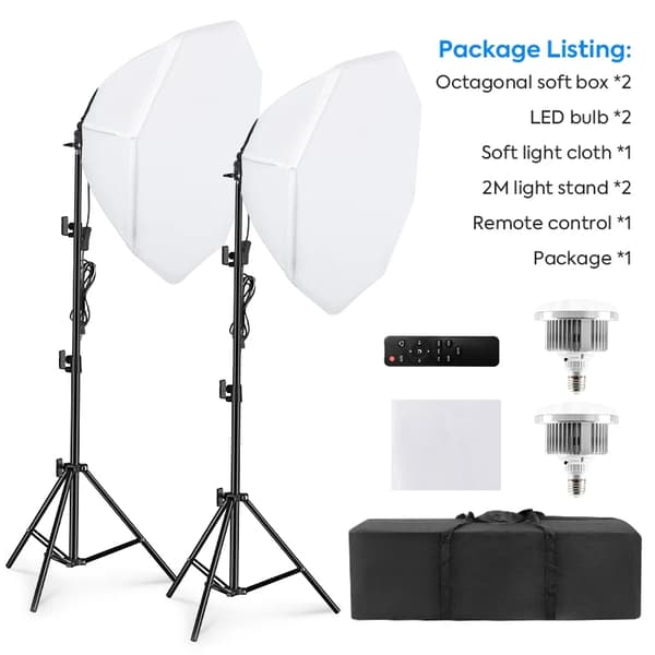 Valokuvausvalaisinsetti, oktagoninen softbox-suunnittelu, LED-lamppu, suoratoistotuki, softbox kit