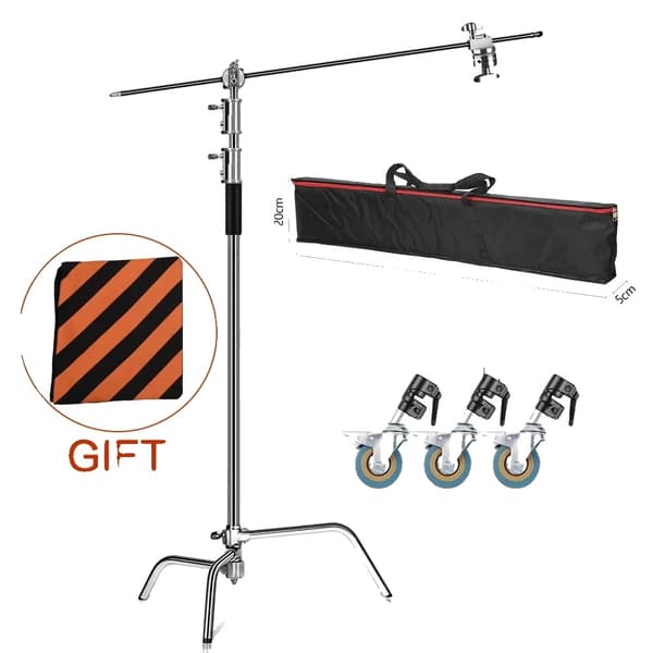 Rostfritt stål ljusställ, hopfällbar design, justerbar höjd, 3,3M kit