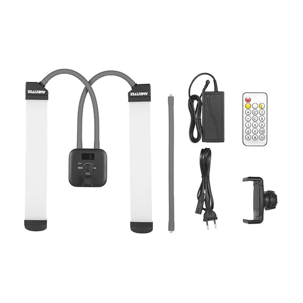 Kaksikätinen LED-valo, säädettävä kirkkaus 40W, 3000K-6000K värilämpötila,AL-20 RGB -pakkaus 2 AL-20 RGB Kit 1