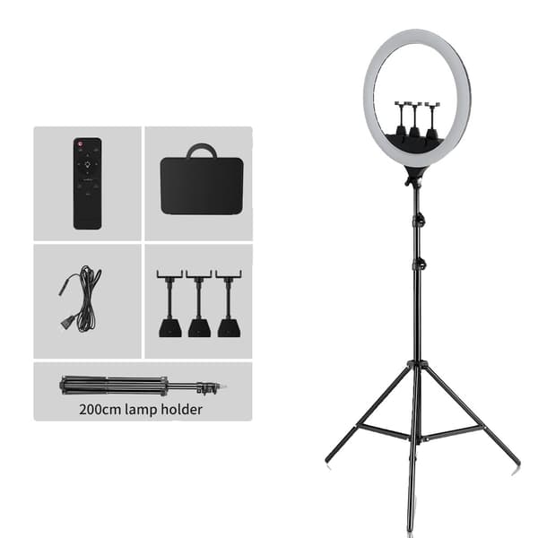 LED Ring Light, Justerbar Lysstyrke, Bi-Farvet Temperatur,150cm Stativ 200cm Tripod